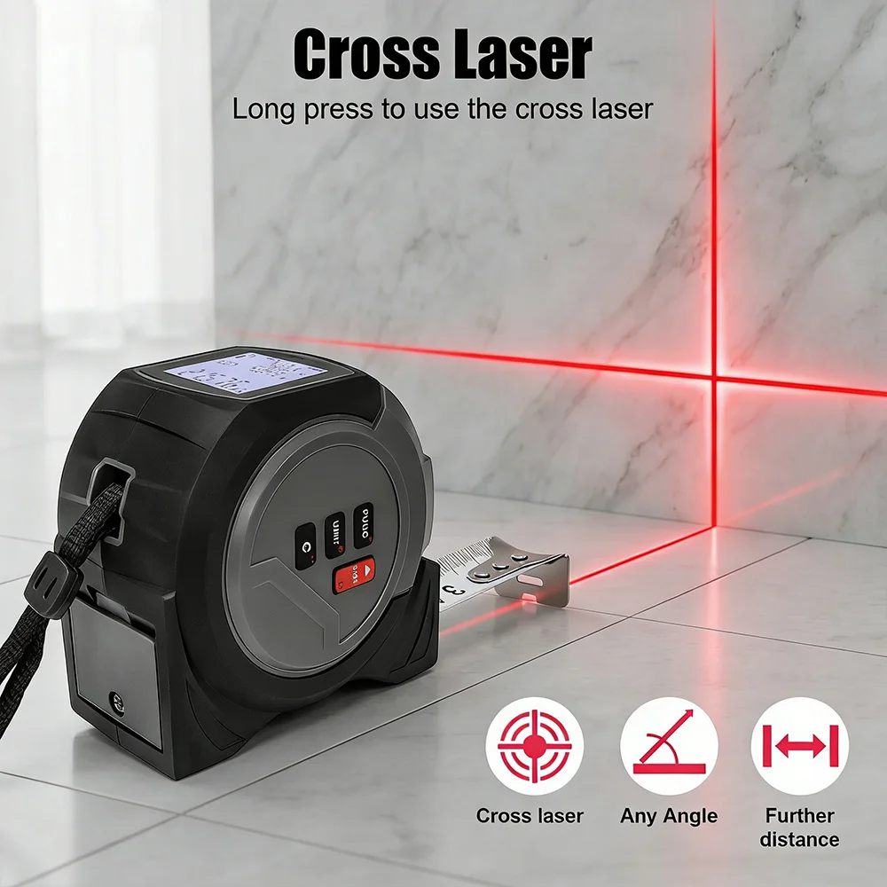 Digital Tape Measure 5M Laser - WENMEICE Medidor de Distância a Laser