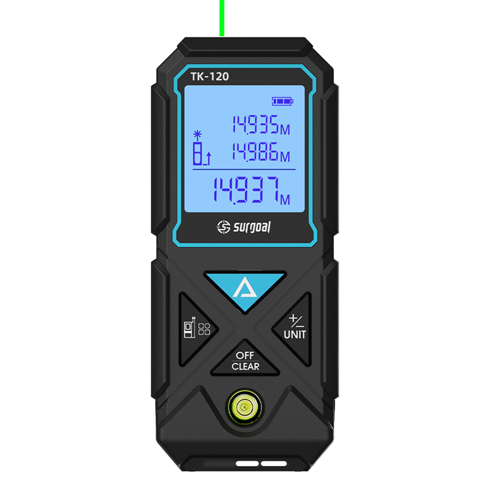 Laser Distance Meter With Bubble Level - Laser Verde Forte 120m com Nível