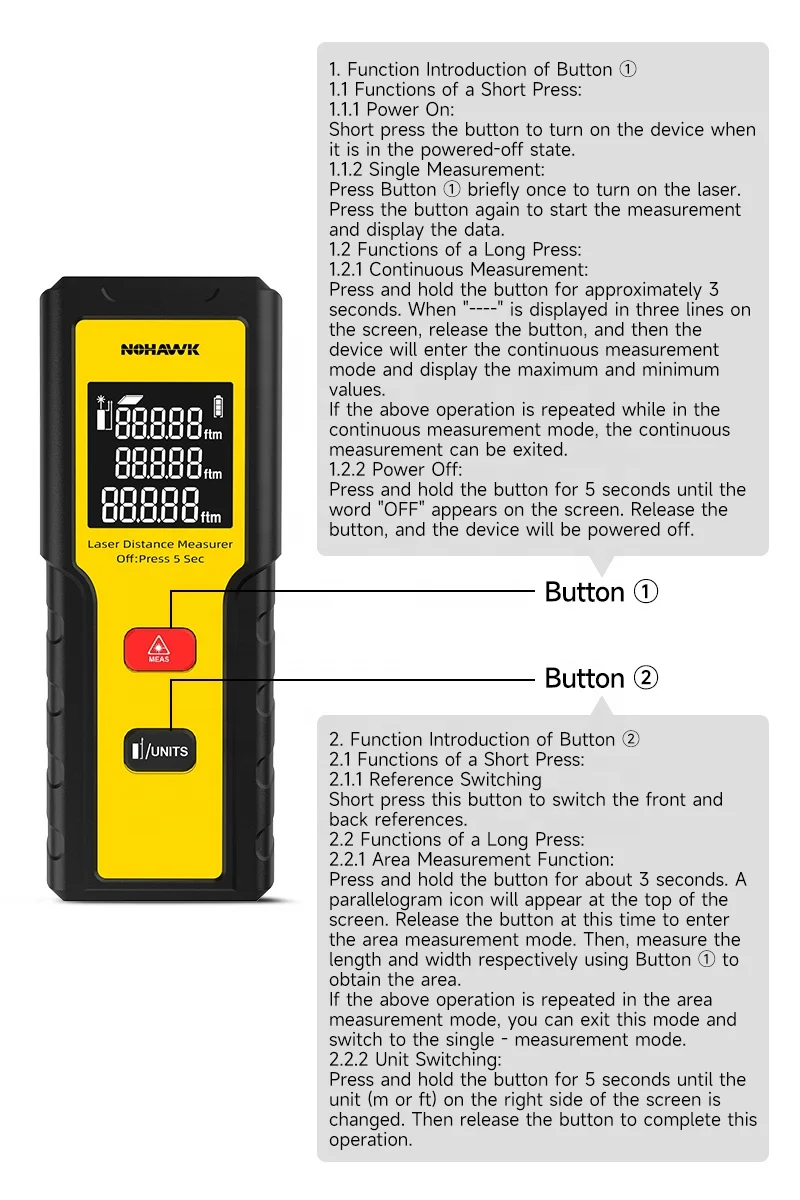 Nohawk 40m Régua elétrica inte - Laser Distance Meter With Bubble Level avaliação e preço