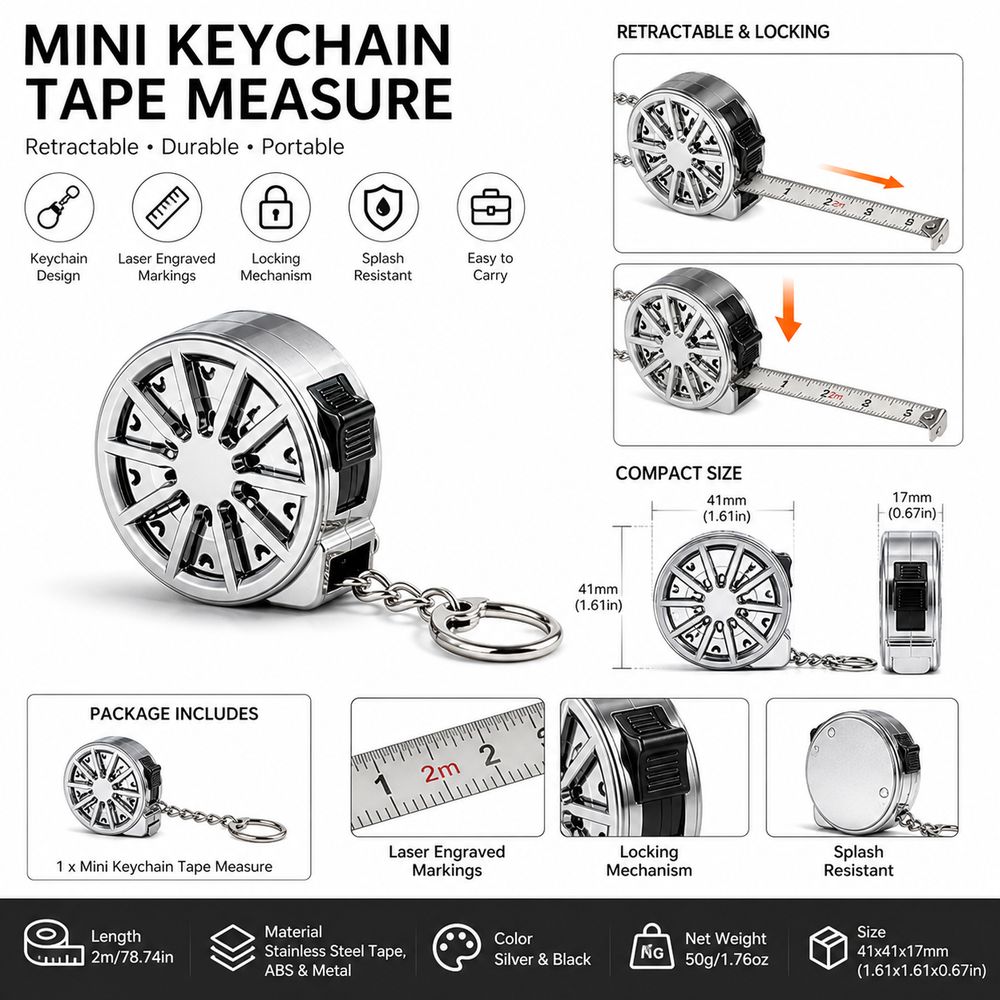 Fita Métrica de Chaveiro 2M, M - Mini Laser Measure Keychain avaliação e preço