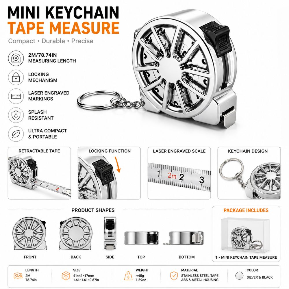 Fita Métrica de Chaveiro 2M em - Mini Laser Measure Keychain avaliação e preço