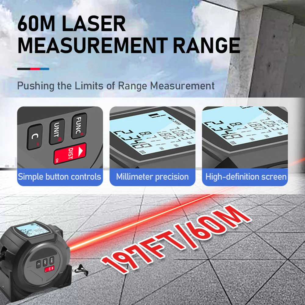 Fita Métrica a Laser 3 em 1, F - Laser Measure Area Volume Calculator avaliação e preço