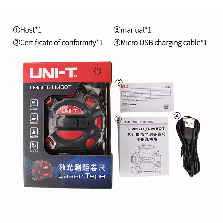 UNI-T LM50T LM60T 2 em 1 Fita  - Laser Distance Meter 2 In 1 Tape avaliação e preço